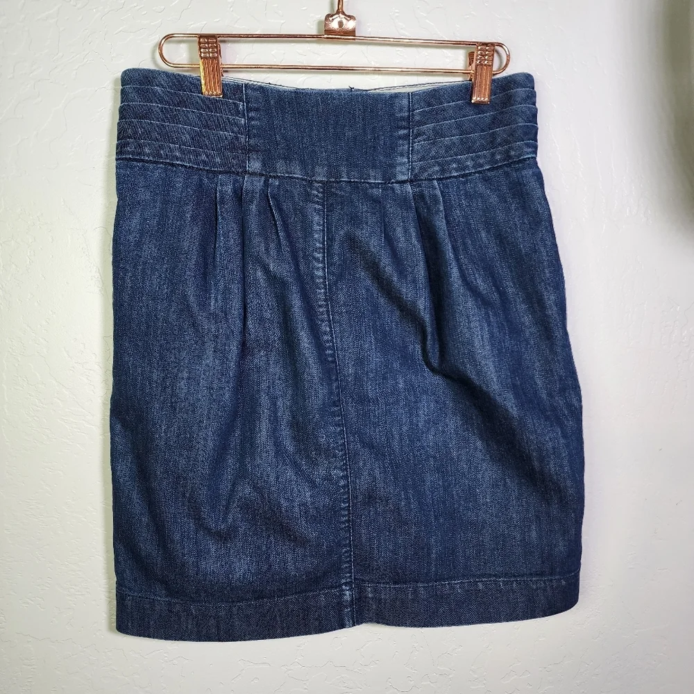 Pilcro And The Letterpress Anthropologie Pleated Denim Button Down Skirt Size 4 - Picture 4 of 6